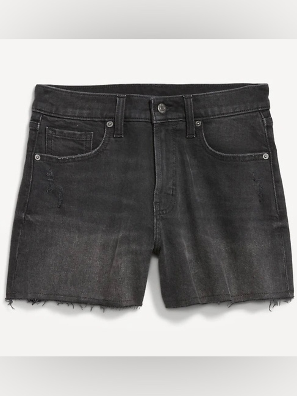 Old Navy Curvy High Waisted OG Jean Cutoff Shorts Black Distressed 14